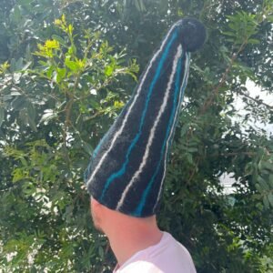 Grounding Sauna Wizard Hat Black Blue Wool