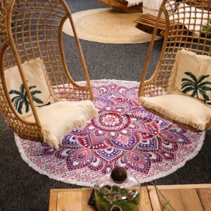 Uplifting Large Mandala Round Cotton Art Pink