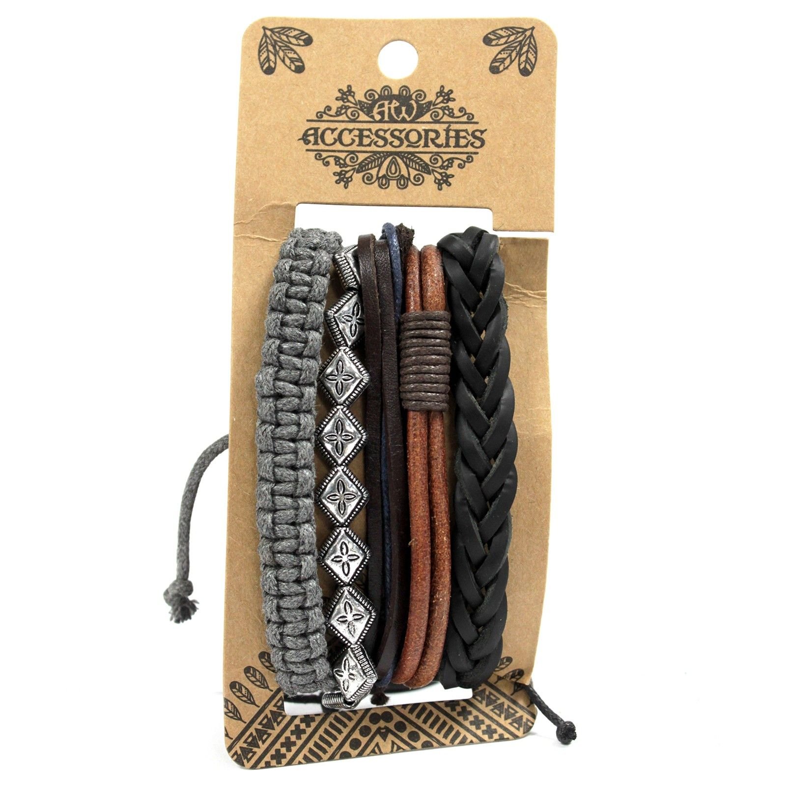 statement men’s leather and metal bracelet set Statement Men’s Leather and Metal Bracelet Set - Image 4