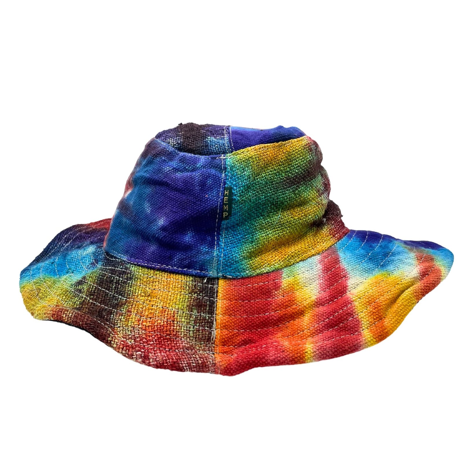 tie-dye wired patched festival sun hat hemp Tie-Dye Wired Patched Festival Sun Hat Hemp