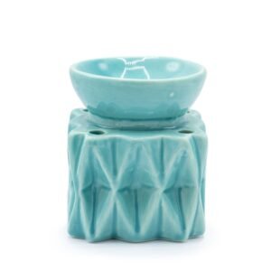 Tranquil Hue Geometric Ceramic Oil Burner Blue