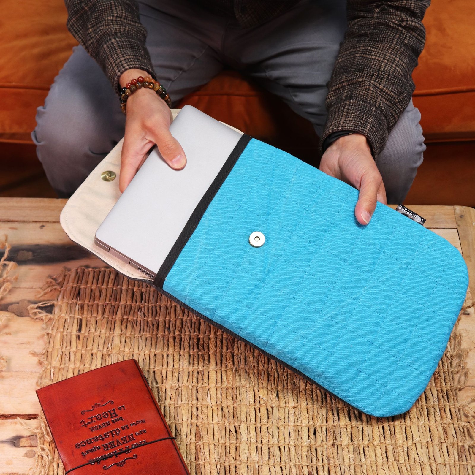 Žlté bavlnené polstrované puzdro na laptop 13 Žiarivé ochranné puzdro na laptop žltá bavlna – Obrázok 13