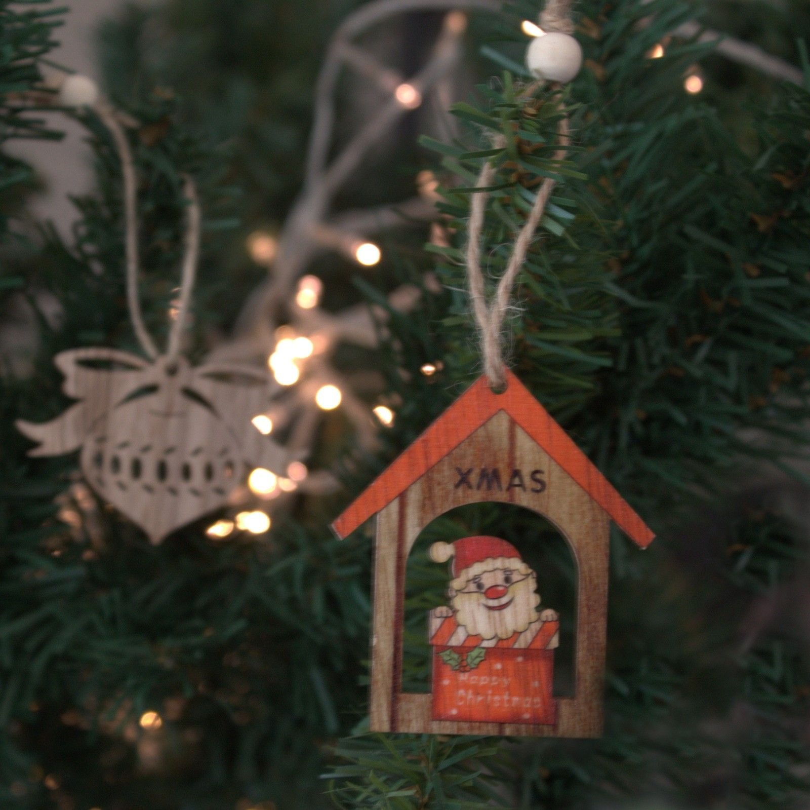 joyful noel wooden ornaments santa with gift Joyful Noel Wooden Ornaments Santa With Gift - Image 2