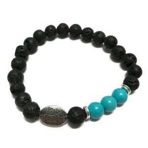 Protective Lava Stone Bracelet Turquoise Leaf