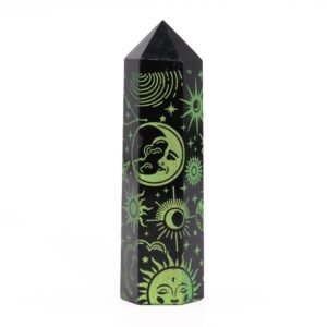 Protective Obsidian Crystal Obelisk Forest Green