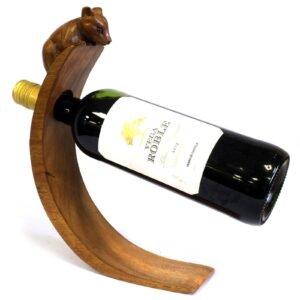 Playful Balancing Wine Holder Suar Wood Mouse