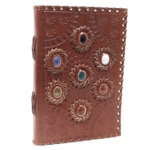 Chakra Alignment Leather Journal with Gemstone