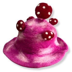 Statement Festival Mushroom Hat Shocking Pink Wool