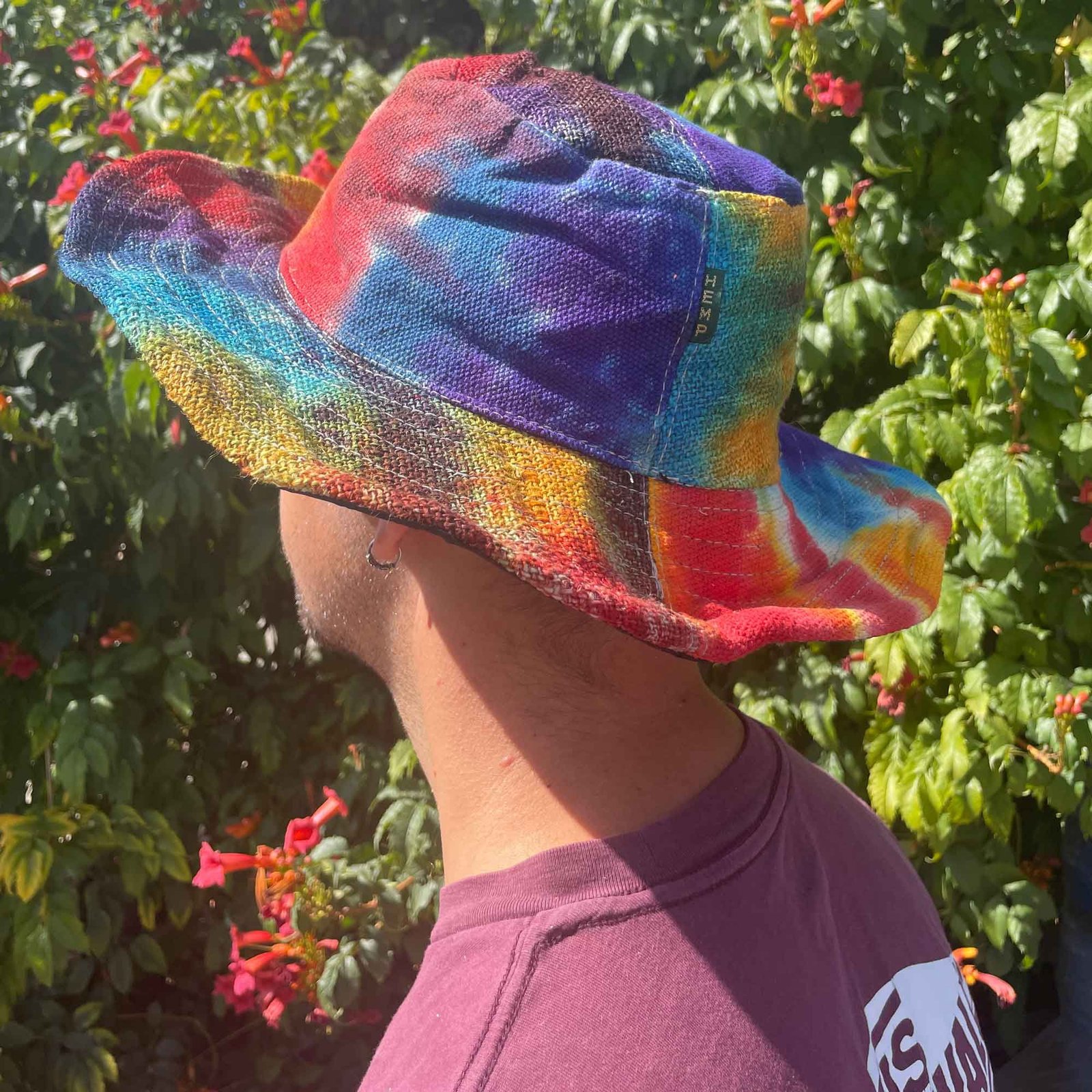 tie-dye wired patched festival sun hat hemp Tie-Dye Wired Patched Festival Sun Hat Hemp - Image 2