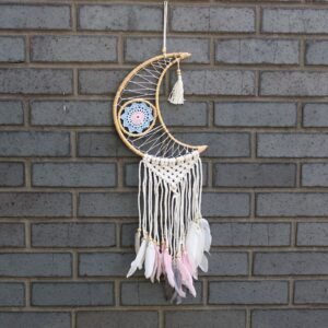 Lunar Protection Macrame Dreamcatcher Crescent Moon