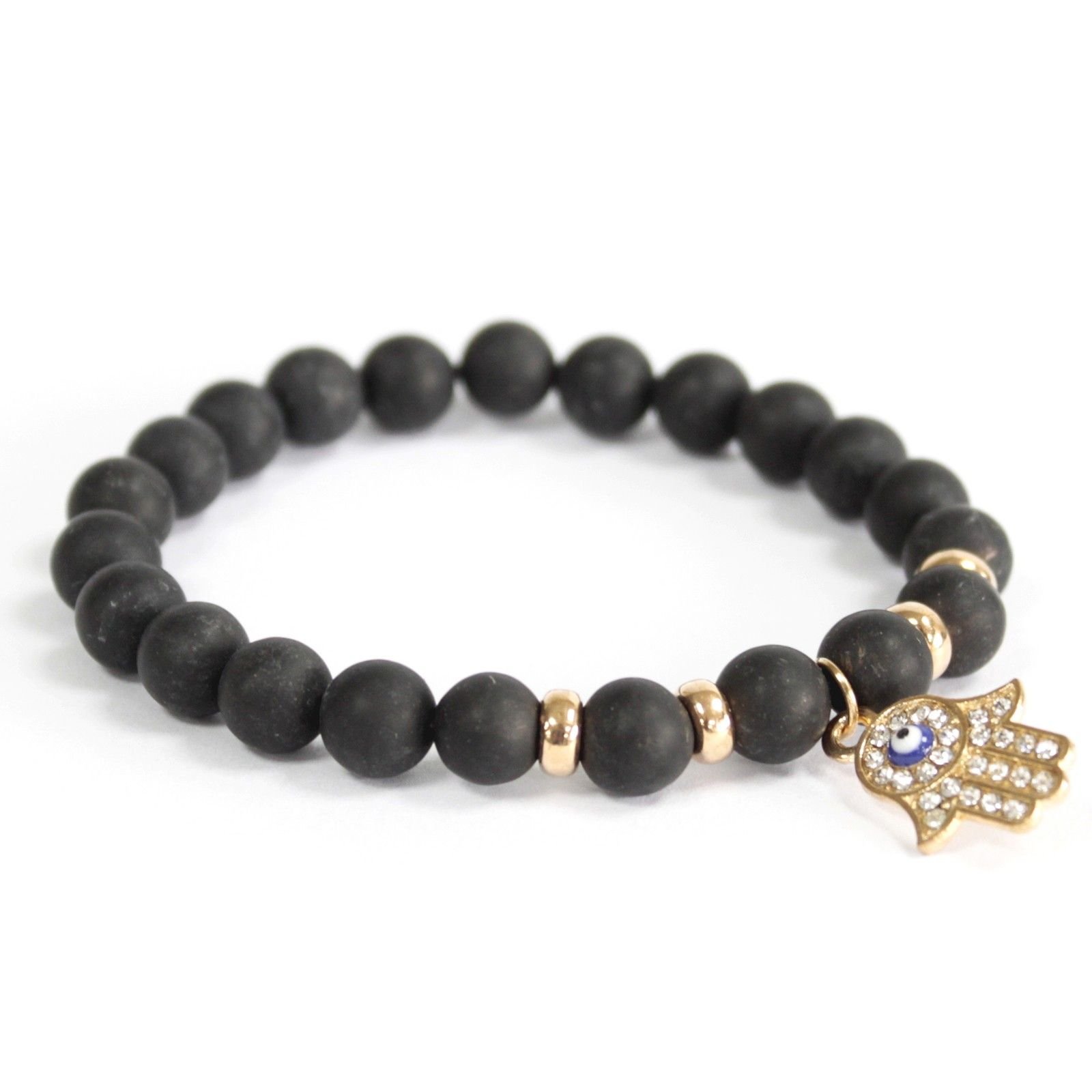 protective hamsa bracelet black agate grounding Protective Hamsa Bracelet Black Agate Grounding - Image 3