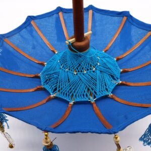 Soothing Balinese Decor Parasol Blue Cotton