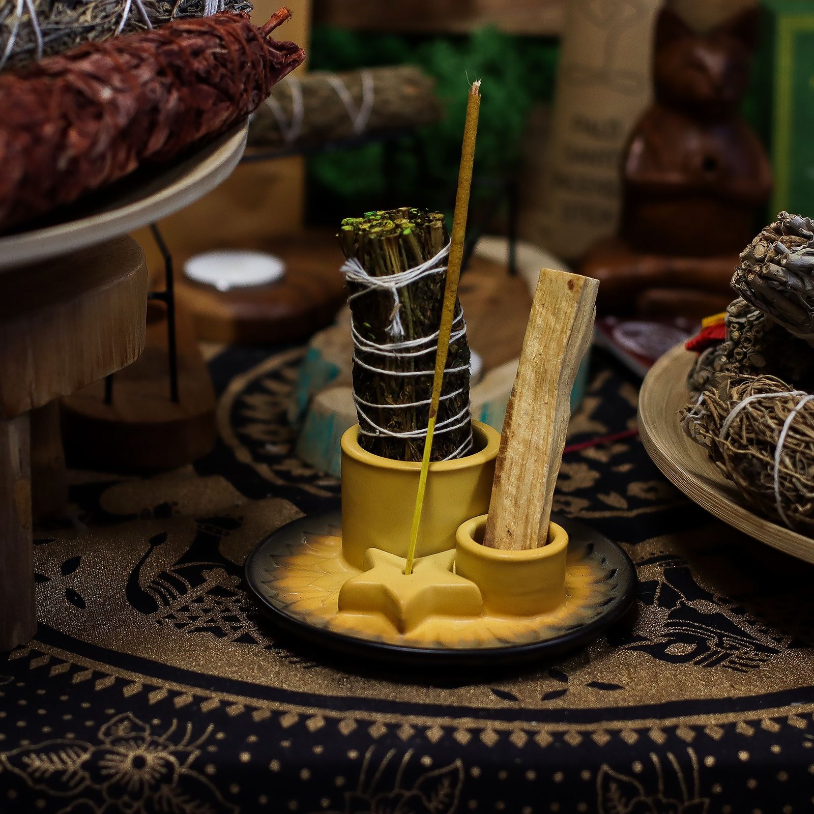 grounding mandala palo santo smudge holder sand Grounding Mandala Palo Santo Smudge Holder Sand - Image 2
