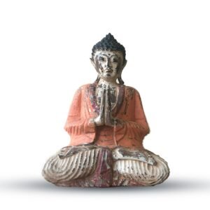 Welcoming Buddha Statue Vintage Orange Suar Wood