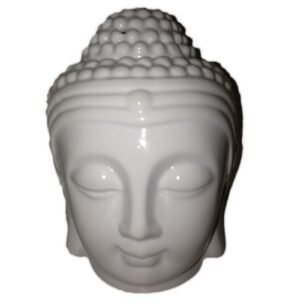 Tranquil Buddha Head Ceramic Oil Burner White