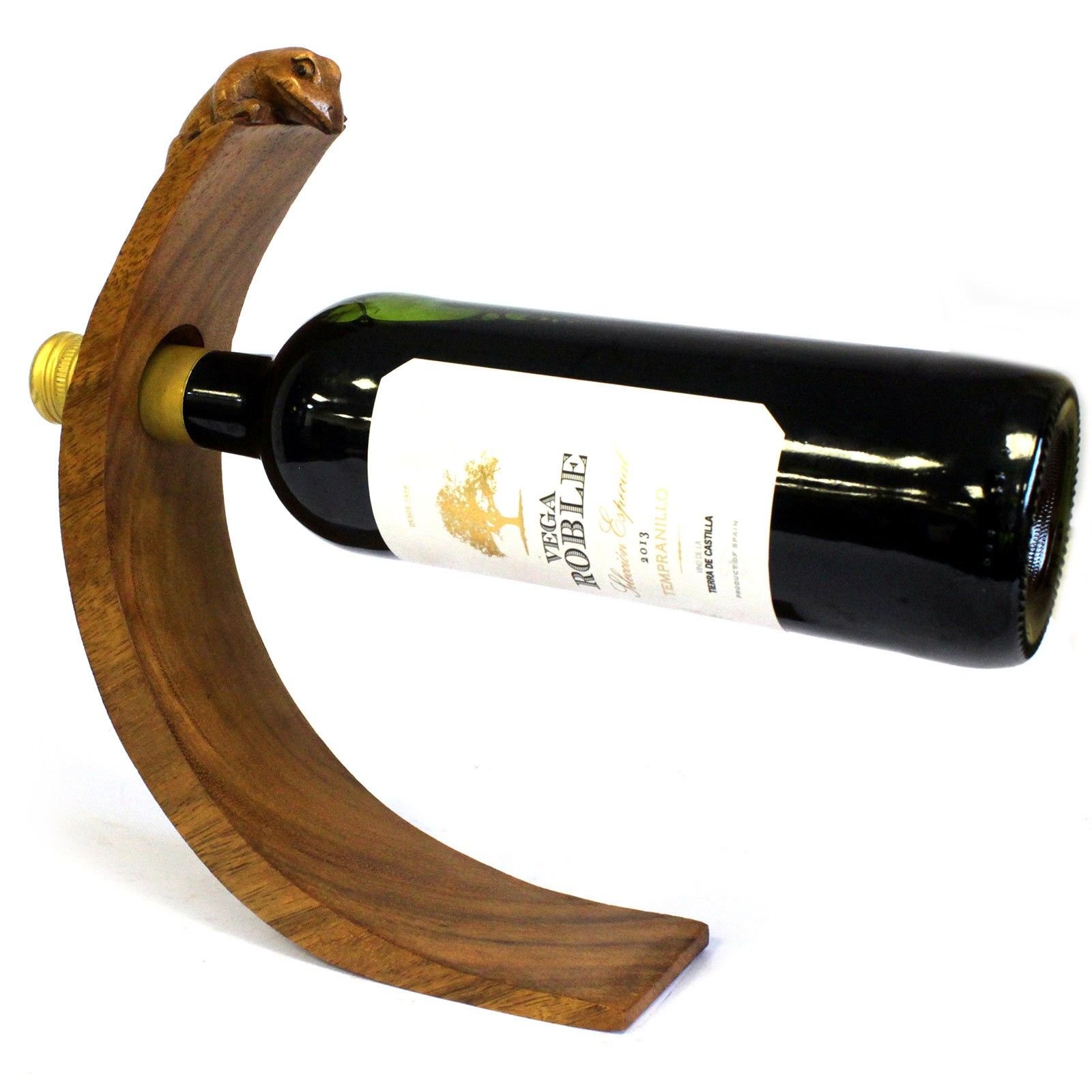 exotic balancing wine holder suar wood gecko Exotic Balancing Wine Holder Suar Wood Gecko - Image 3