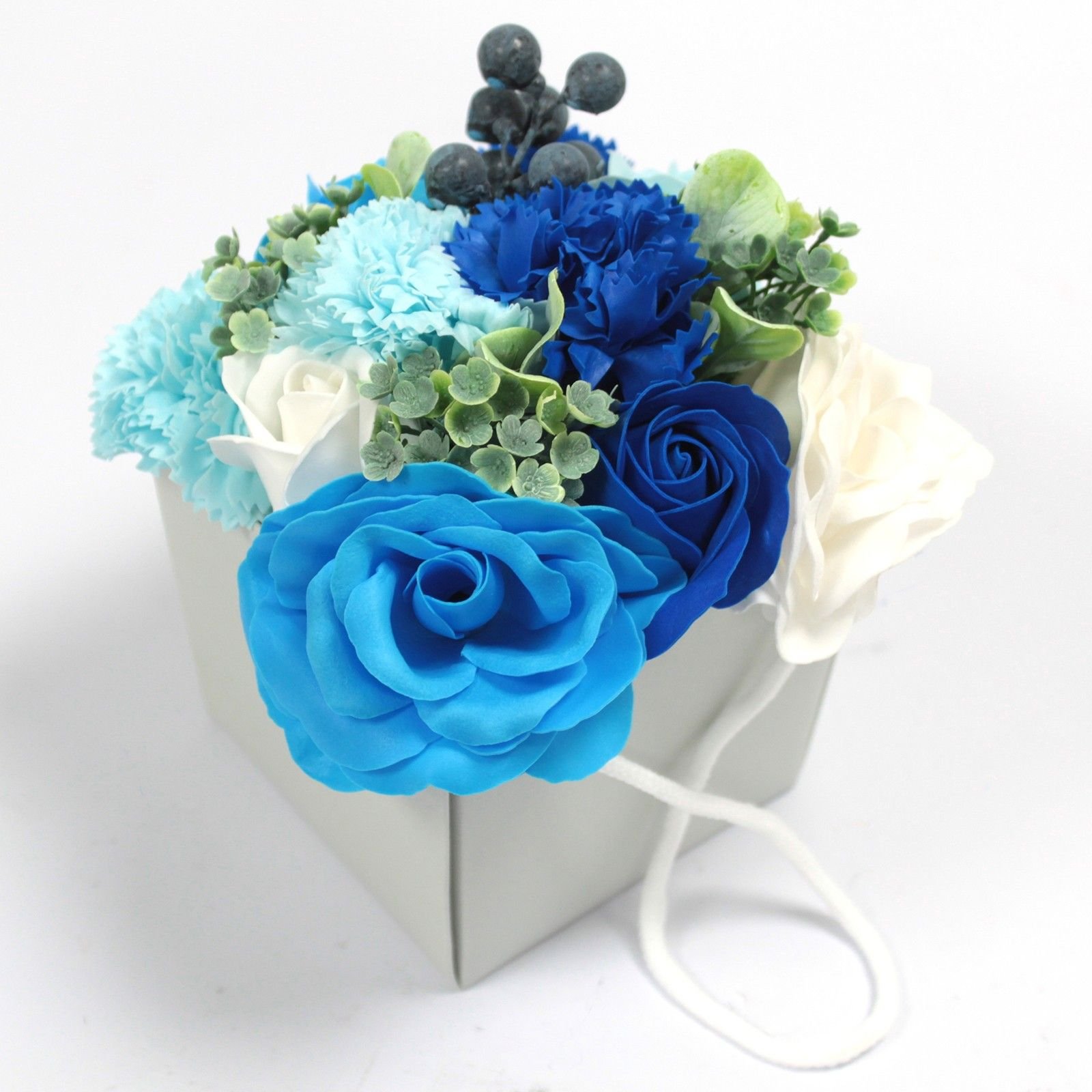 elegant bath soap flower bouquet blue wedding Elegant Bath Soap Flower Bouquet Blue Wedding - Image 4