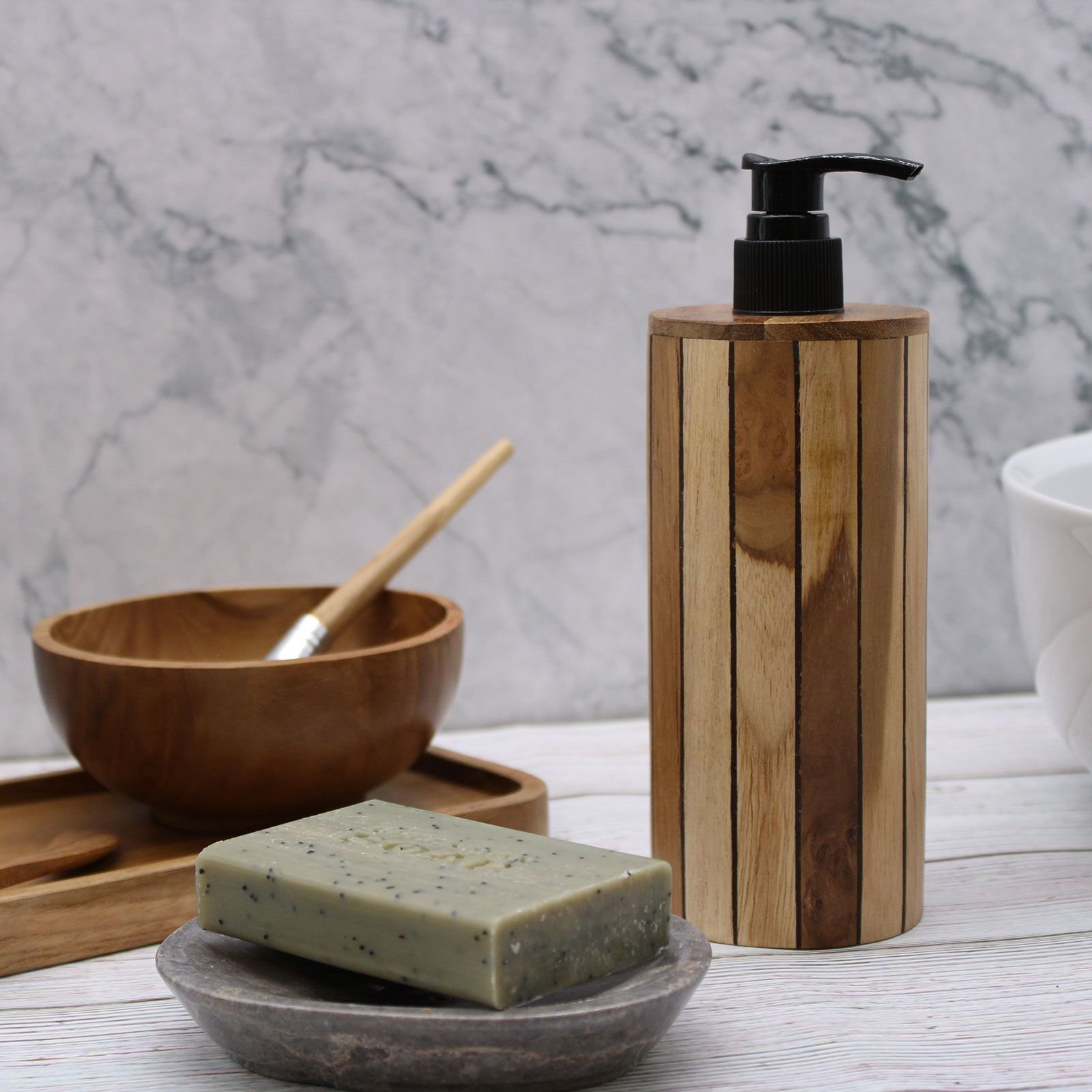 elegant bathroom soap dispenser round teakwood Elegant Bathroom Soap Dispenser Round Teakwood - Image 7
