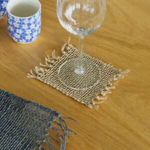 Everyday Serenity Fringe Coaster Set Seagrass
