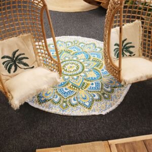 Radiant Large Mandala Round Cotton Art Yellow