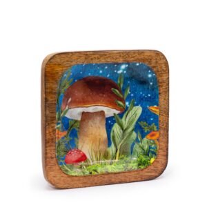 Whimsical Trinket Tray Enamel Mushroom Teal