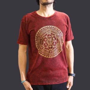 Energising Chakra Stone-Washed Cotton T-Shirt Maroon