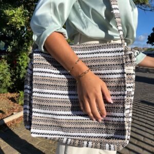 Soft Shield Laptop Bag Cream Grey Weave