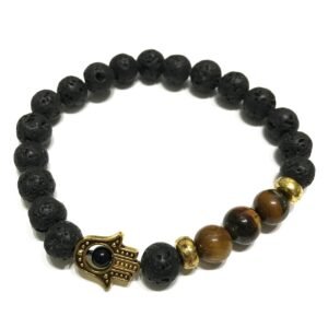 Protection Lava Stone Bracelet Hamsa Tiger Eye