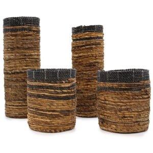 Earthy Calm Banana Leaf Vases and Bins Set