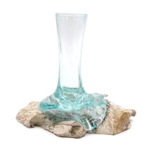 Delicate Whitewash Vase Recycled Glass Wood