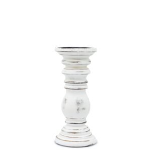Classic Whitewash Wooden Pillar Candle Stand