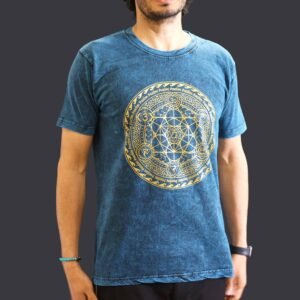Soothing Chakra Stone-Washed Cotton T-Shirt Blue