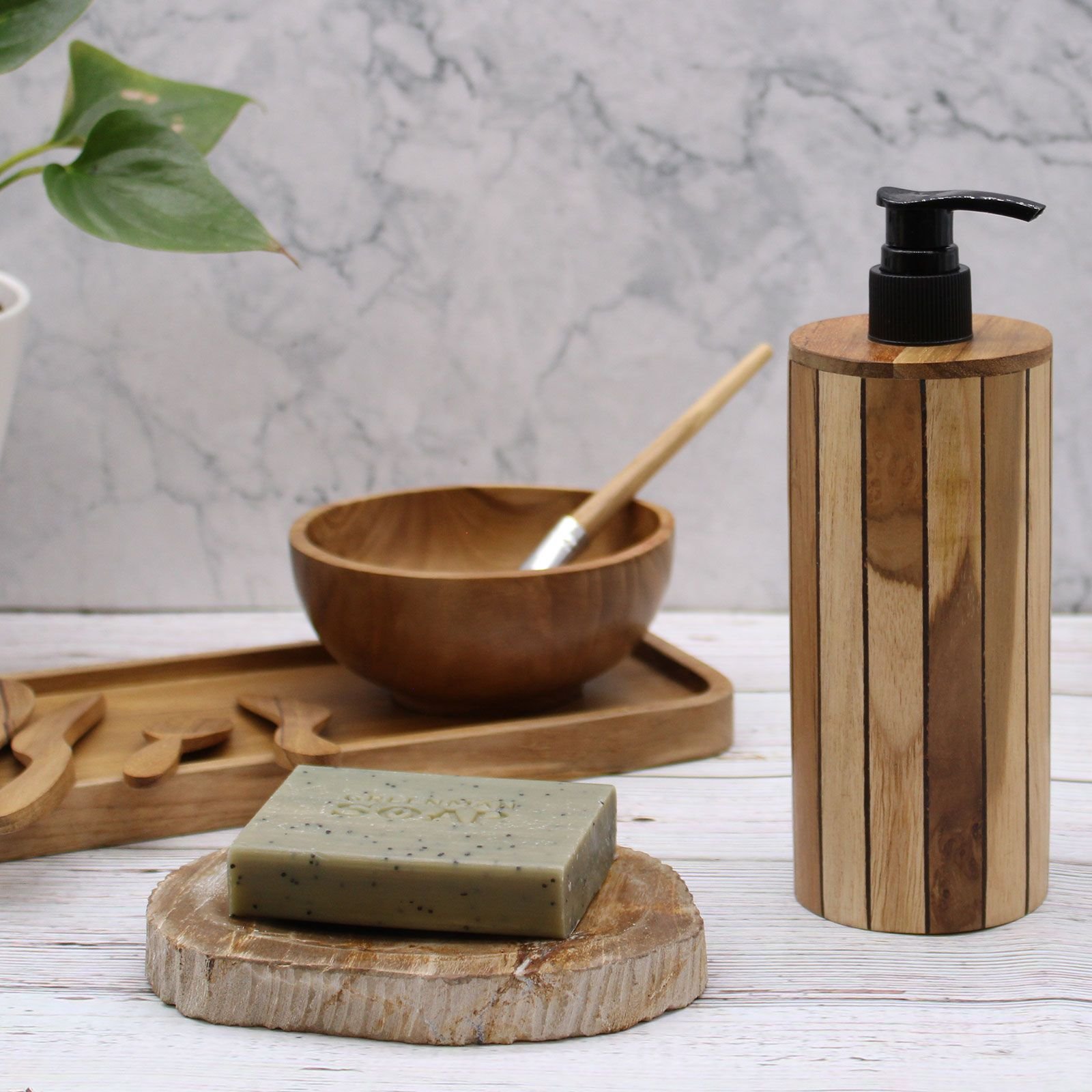elegant bathroom soap dispenser round teakwood Elegant Bathroom Soap Dispenser Round Teakwood - Image 8