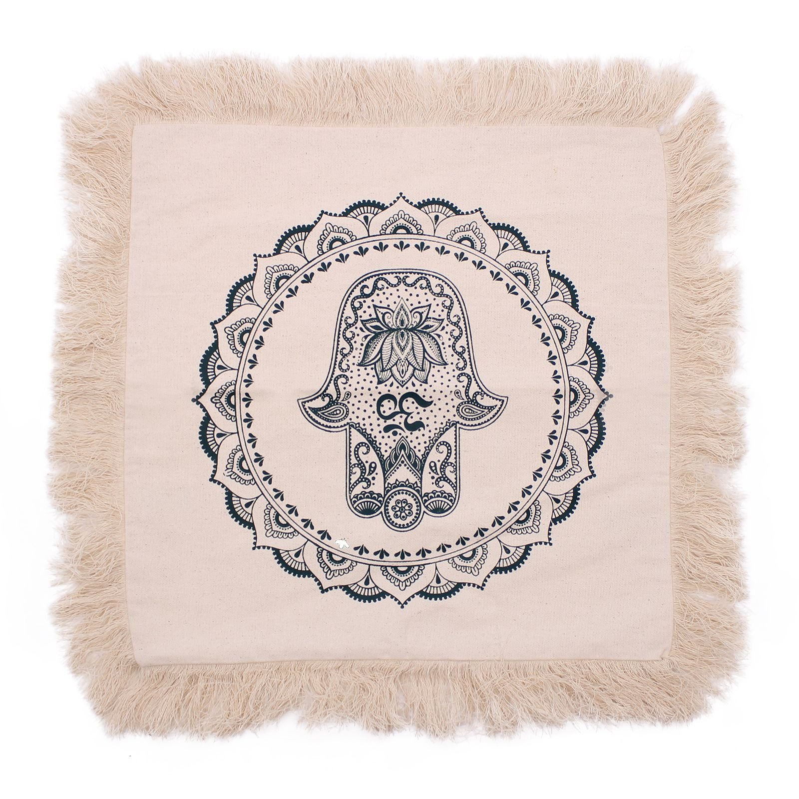 heart-centred hamsa mandala cushion green Heart-Centred Hamsa Mandala Cushion Green