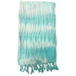 Calming Teal Motif Linen Rayon Boho Scarf