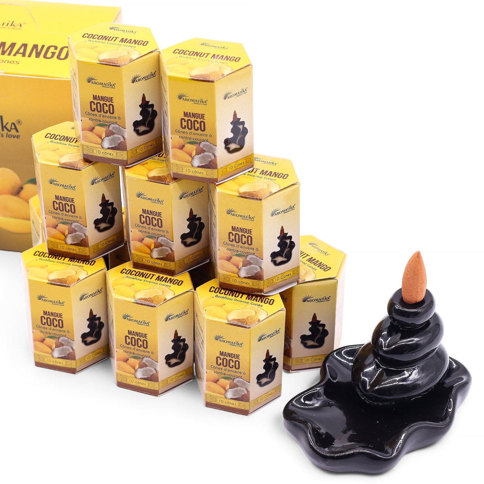 tropical escape backflow incense cones coconut mango Tropical Escape Backflow Incense Cones Coconut Mango - Image 3