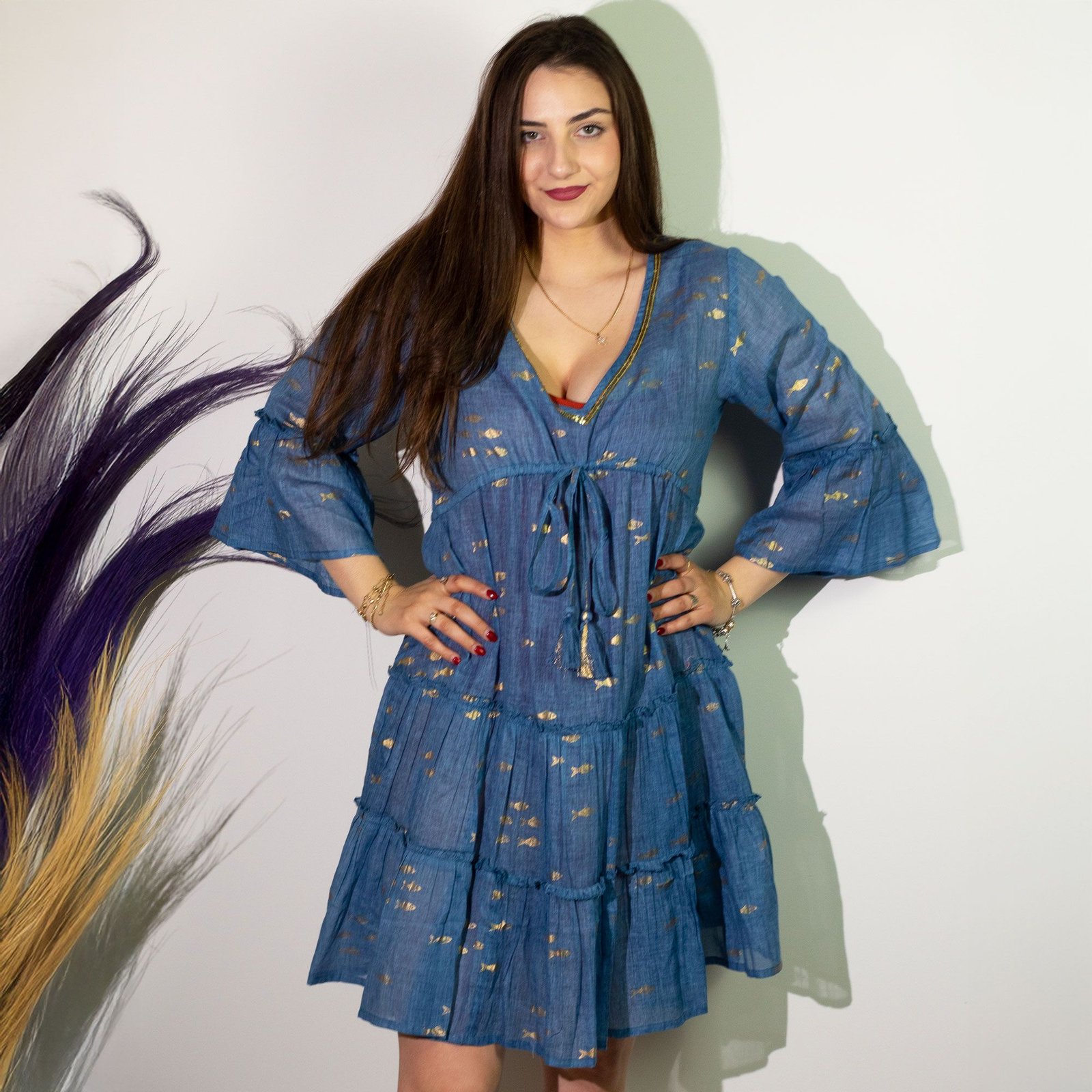 tidal grace dress sea blue gold fish Tidal Grace Dress Sea Blue Gold Fish - Image 2