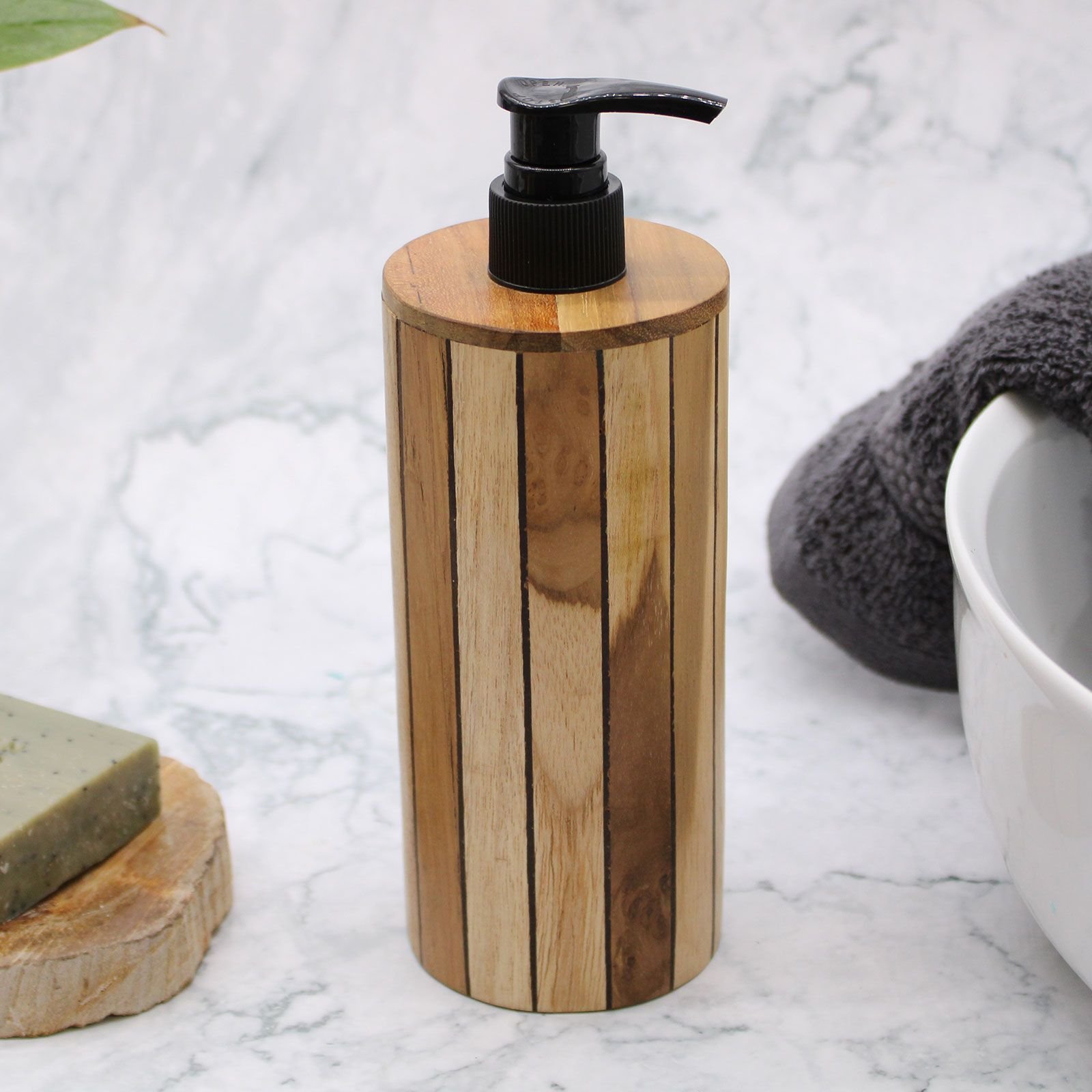 elegant bathroom soap dispenser round teakwood Elegant Bathroom Soap Dispenser Round Teakwood - Image 9