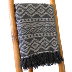 Modern Grey Geometric Cotton Boho Throw