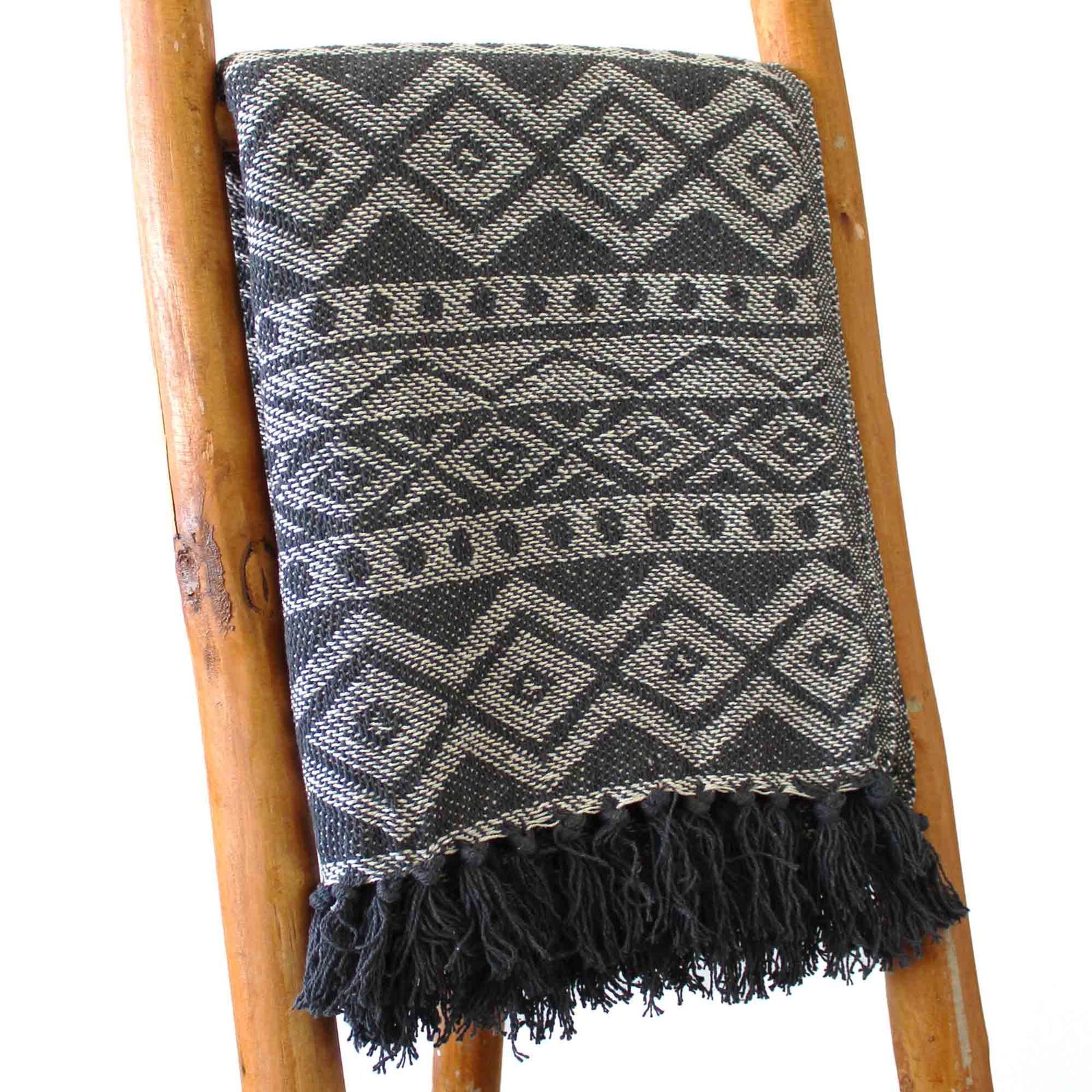 modern grey geometric cotton boho throw Modern Grey Geometric Cotton Boho Throw