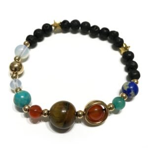 Cosmic Balance Lava Stone Bracelet Gold Accents