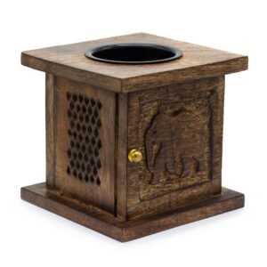 Serene Glow Mango Wood Elephant Oil Burner