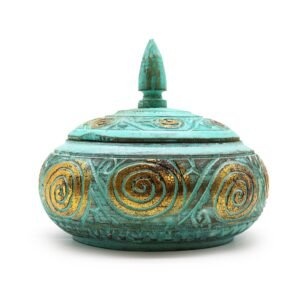 Playful Storage Sweet Jar Turquoise Wood