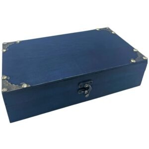 Vintage Keepsake Storage Box Teal Wood