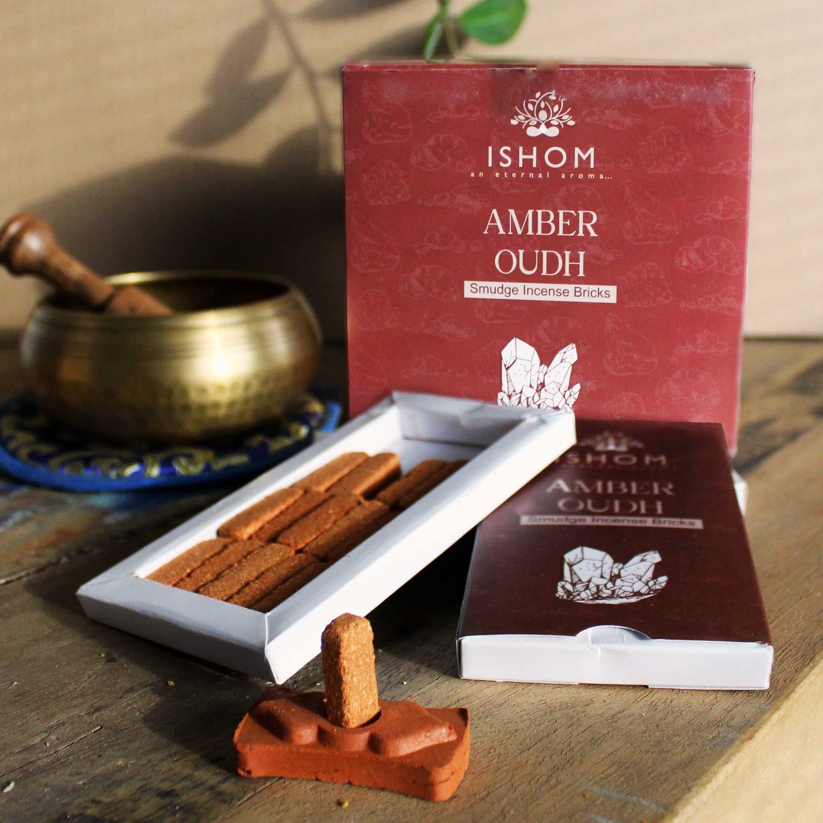 grounding incense smudge bricks set amber wood Grounding Incense Smudge Bricks Set Amber Wood