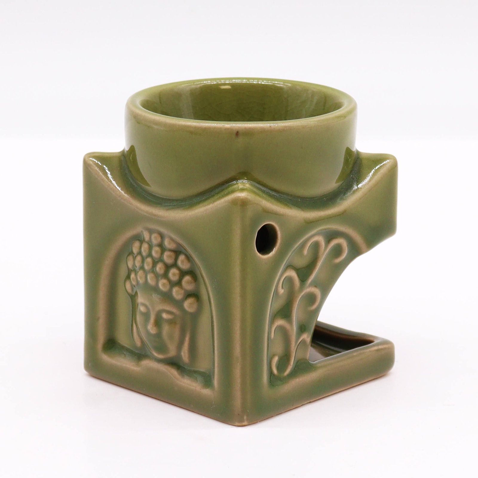 calming square buddha oil burner light jade Calming Square Buddha Oil Burner Light Jade - Image 2