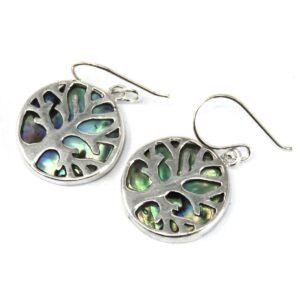 Protective Tree of Life Silver Abalone Earrings