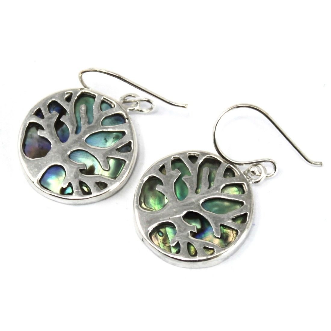 protective tree of life silver abalone earrings Protective Tree of Life Silver Abalone Earrings