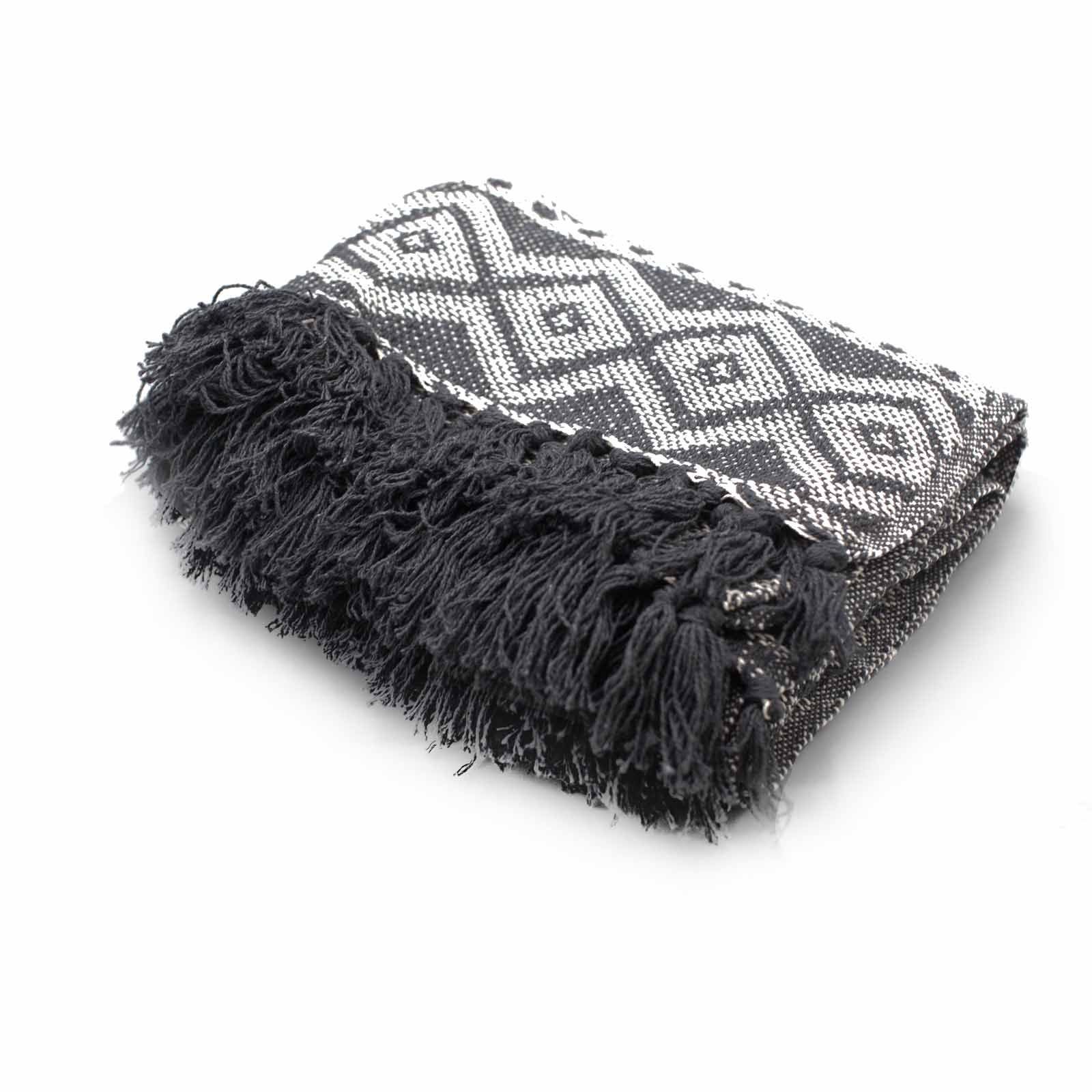 modern grey geometric cotton boho throw Modern Grey Geometric Cotton Boho Throw - Image 2