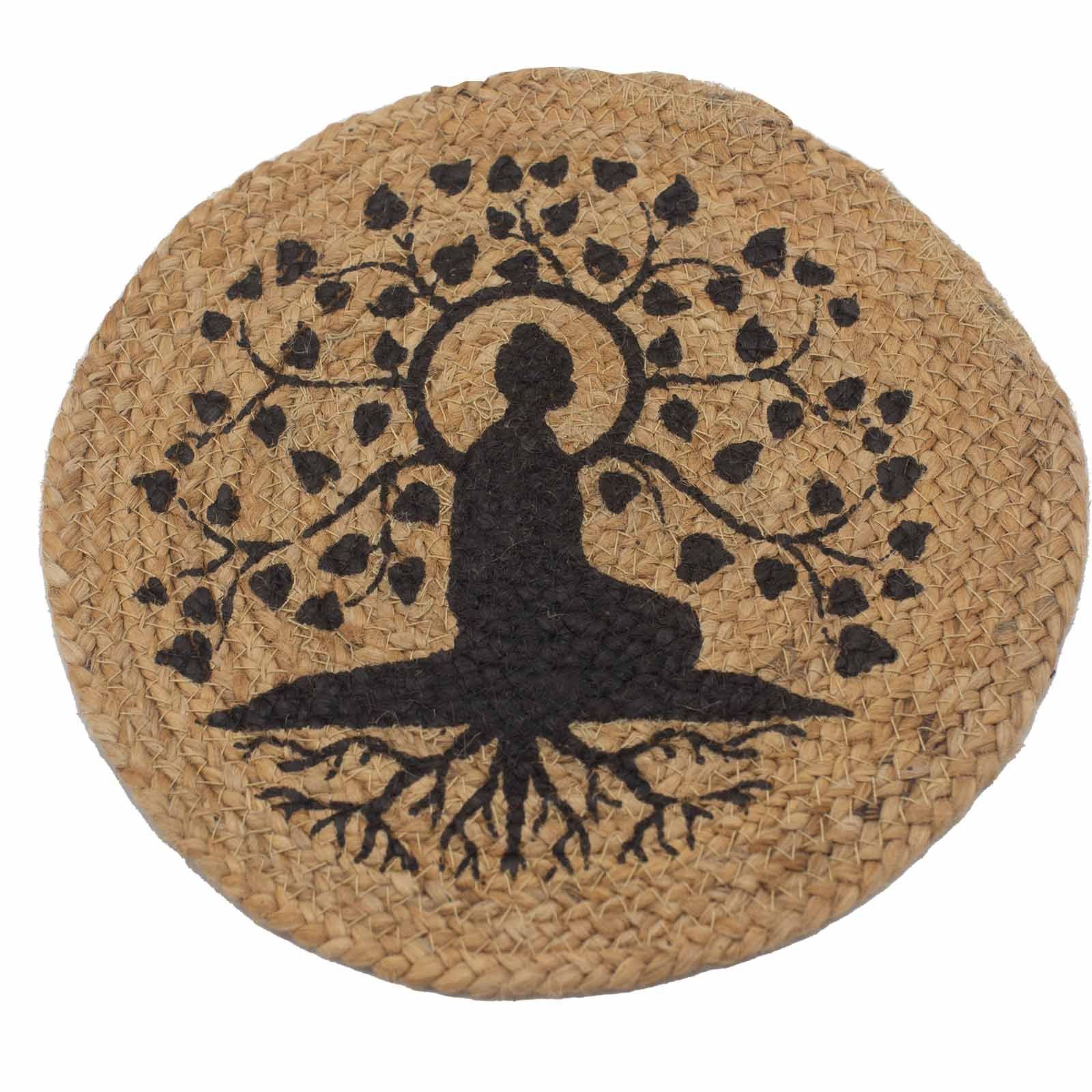 serene boho place mat jute bodhi tree Serene Boho Place Mat Jute Bodhi Tree